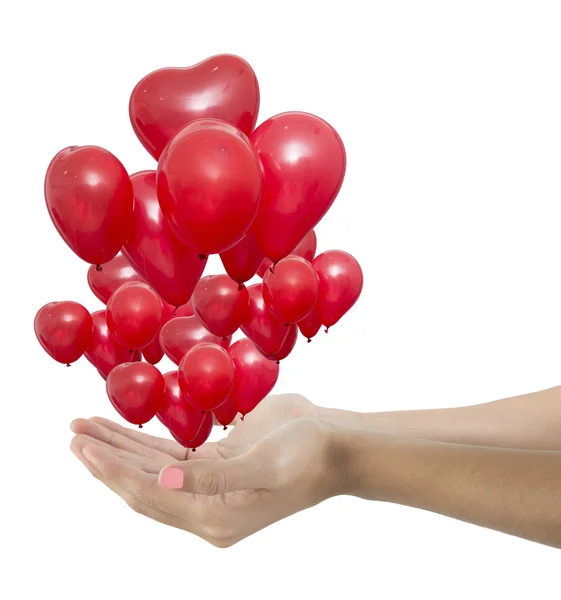 Rote Luftballons schweben — Stockfoto