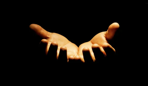Руки вместе в молитве — стоковое фото