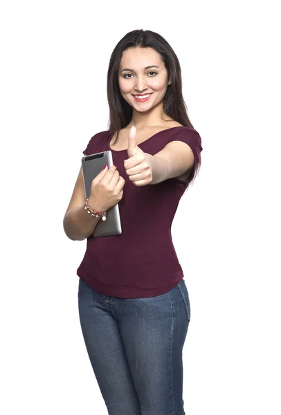 Young girl with tablet — Stock Photo, Image