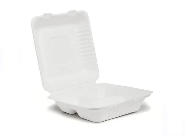 Caixa de comida rápida no fundo branco — Fotografia de Stock