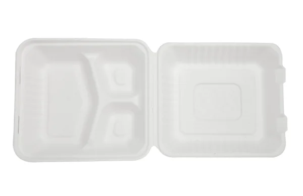 Styrofoam box på vit bakgrund — Stockfoto