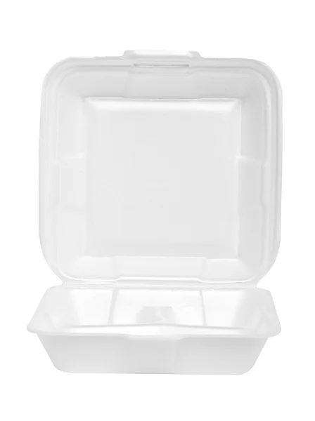 Пінополістирольна коробка на білому тлі — стокове фото