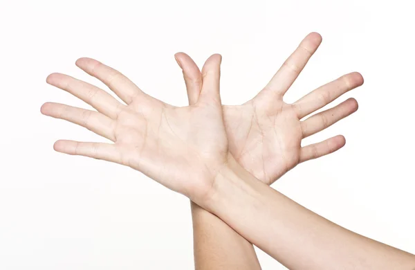 Kvinna hand signal — Stockfoto