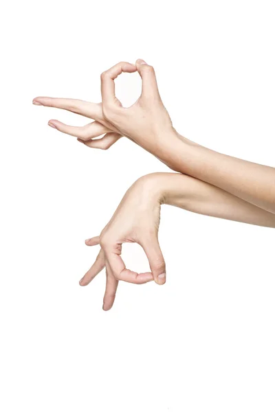 Kvinna hand signal — Stockfoto