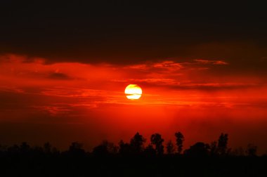 Günbatımı kırsal Tayland, kırsal sahne