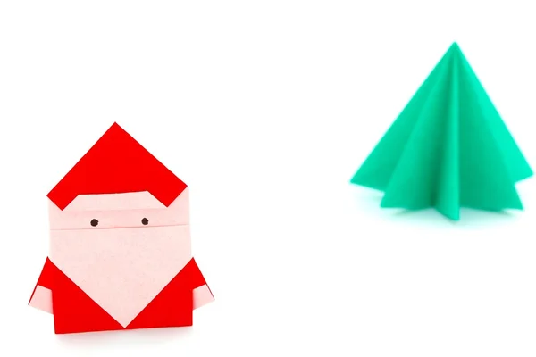 Origami Babbo Natale e albero di Natale — Foto Stock