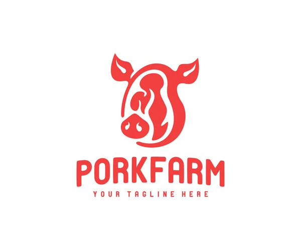 Μπριζόλα Χοιρινό Και Γουρούνι Σχεδιασμός Λογότυπου Τρόφιμα Κρέας Γεύμα Κρεοπωλείο — Διανυσματικό Αρχείο