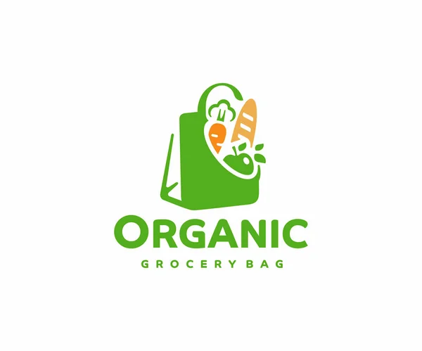 Bolsa Papel Supermercado Con Diseño Logotipo Alimentos Bolsa Productos Reutilizable — Archivo Imágenes Vectoriales