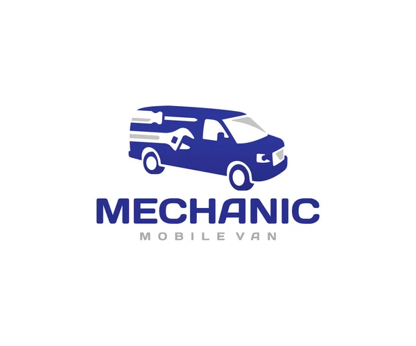 Design Des Mobilen Mechaniker Van Logos Mechanische Auto Service Vektor — Stockvektor