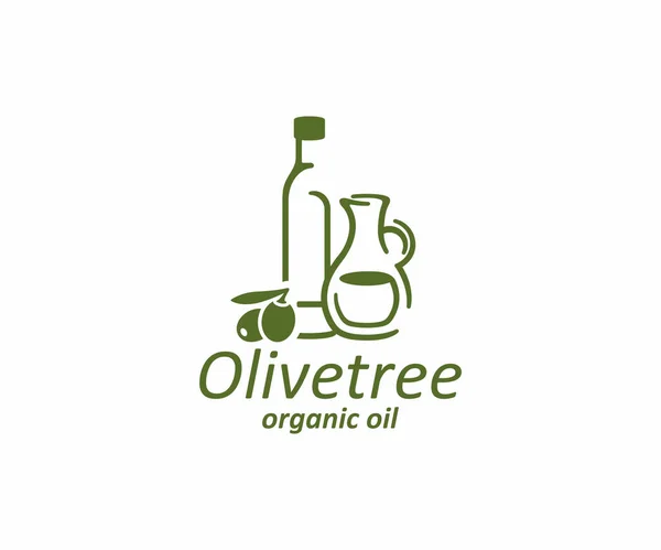 Logo Huile Olive Design Bouteille Cruche Verre Avec Design Vectoriel — Image vectorielle