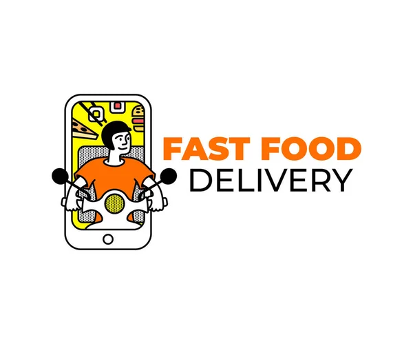 Entrega Alimentos Por Scooter Smartphones Sushi Pizza Hambúrguer Entrega Domicílio —  Vetores de Stock