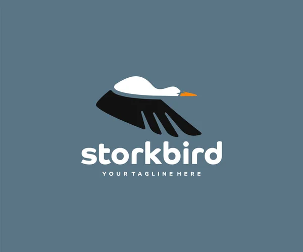 Flugstorch Logo Design Flugvogelvektordesign — Stockvektor