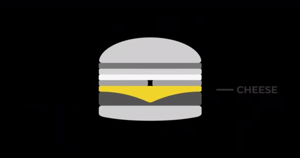 Projeto Movimento Composição Hambúrguer Cheeseburger Sanduíche Vídeo Movimento Gráfico — Vídeo de Stock