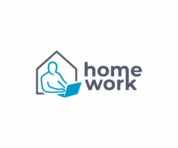 Home Office Logo Design Design Vetor Remoto Empregado Logotipo Trabalho —  Vetores de Stock