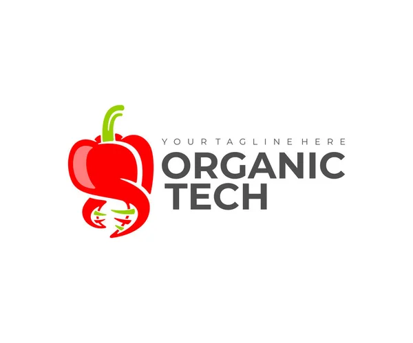 Генная Инженерия Перец Днк Дизайн Логотипа Органические Технологии Овощи Продукты — стоковый вектор