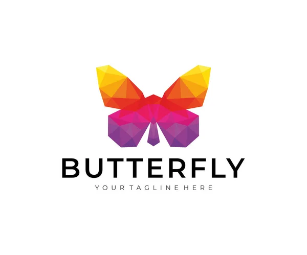 Метелик Барвистий Багатокутник Дизайн Логотипу — стоковий вектор