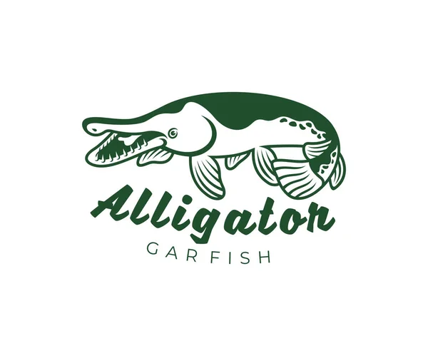 Alligator Gar Fish Atractosteus Spatula Pesca Design Logotipo Animais Vida —  Vetores de Stock