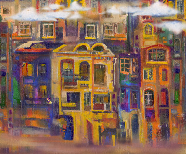 Autumn cityscape and clouds