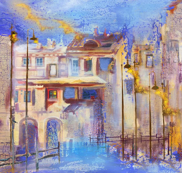 Yağmur cityscape lambaları