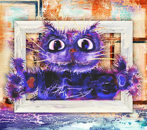Purple Kitty shows LIKE — Stock Photo, Image