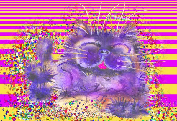 Cat shows Like on abstract background Stock Picture