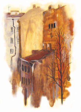 siluet, eski st. Petersburg'da evler.