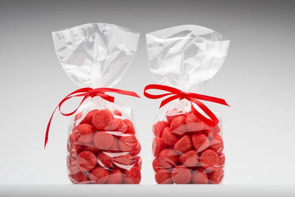 Twin elegant plastic bags of acidulous strawberry for gift — Stock Photo, Image