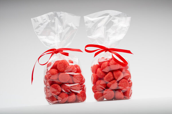 Two elegant plastic bags of strawberry for gift