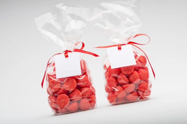 Two elegant plastic bags of strawberry for gift — Stock Photo, Image