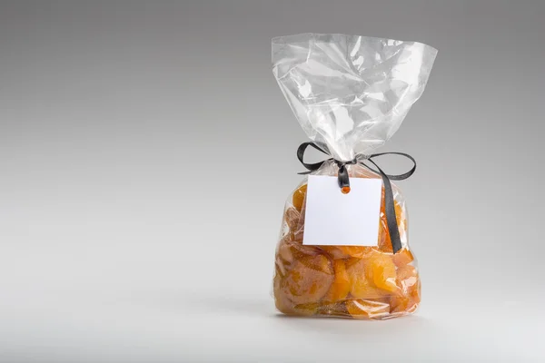 Kayısı boş etiket ve kopya alanı ile plastik torba