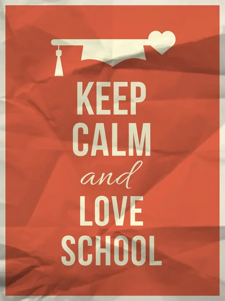 Mantenga la calma y el amor cita escolar — Vector de stock