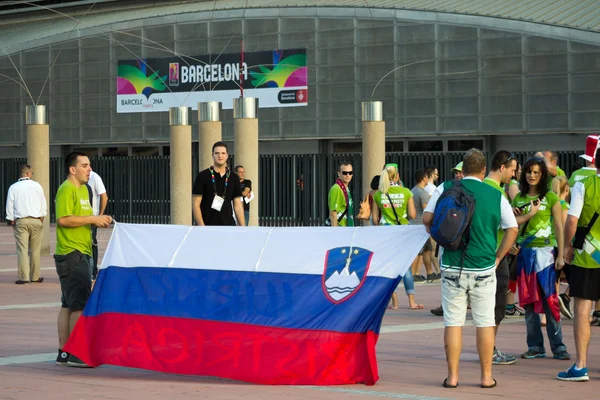 Slovenia fans before match — Stock Photo, Image