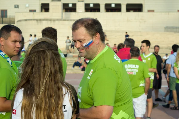 Eslovénia fãs antes do jogo — Fotografia de Stock