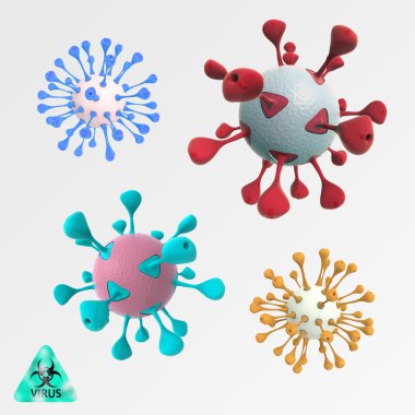Colorful illustration set of round viruses clipart