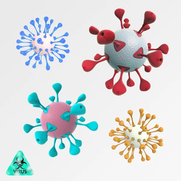 Colorful illustration set of round viruses — Stock Photo, Image