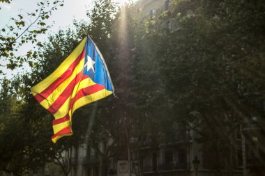 catalonia bayrağı barcelona binaların zemin üzerine