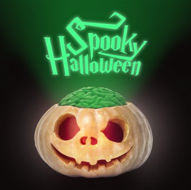 Korkunç Cadılar Bayramı korkutucu kabak açık beyin ile