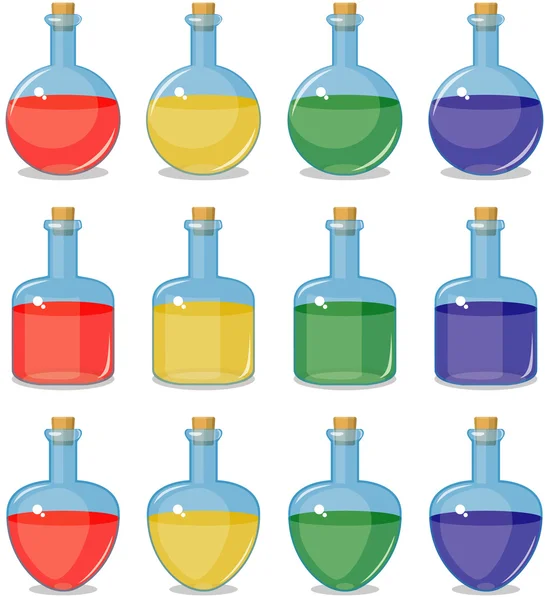 Colored small bottles — Stock Vector