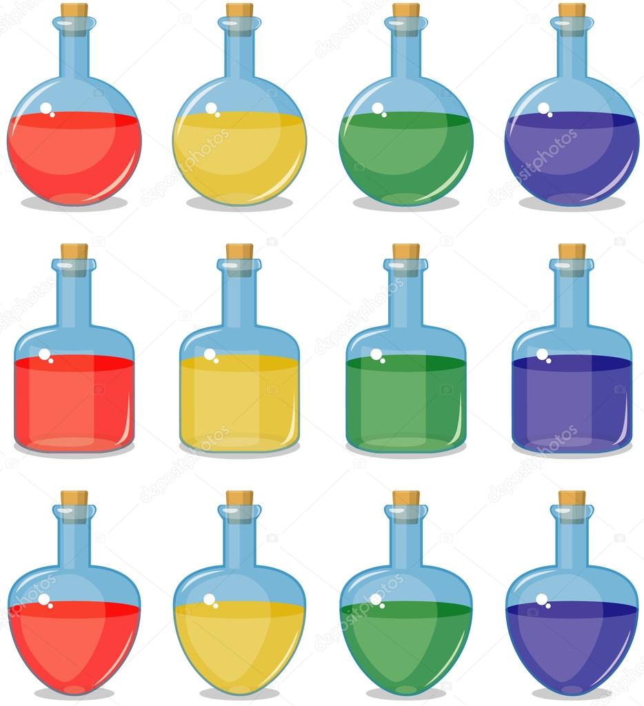 Colored small bottles