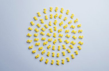 Herkesdaire oluşturacak şekilde organize pişmemiş makarna