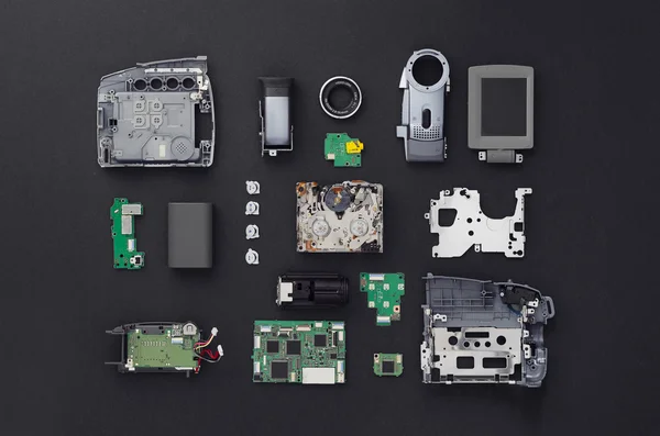 Parts of a mini DV video camera — Stock Photo, Image