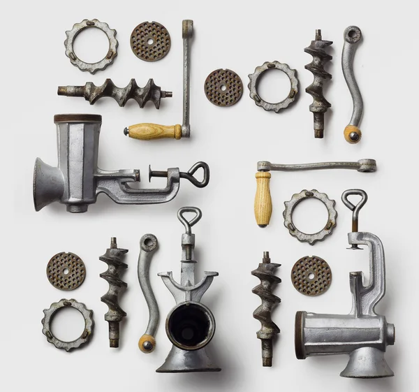 Collection of metal meat grinders — Stock Photo, Image