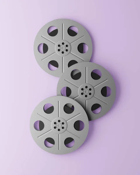 Film Roll Purple Background Top View Rendering Stock Picture