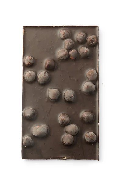 Dark hazelnuts chocolate tablet — Stock Photo, Image