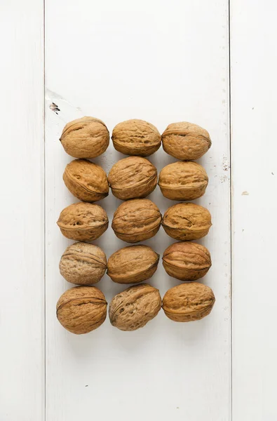 Walnuts arranged in rectangle shape — Stock Photo, Image