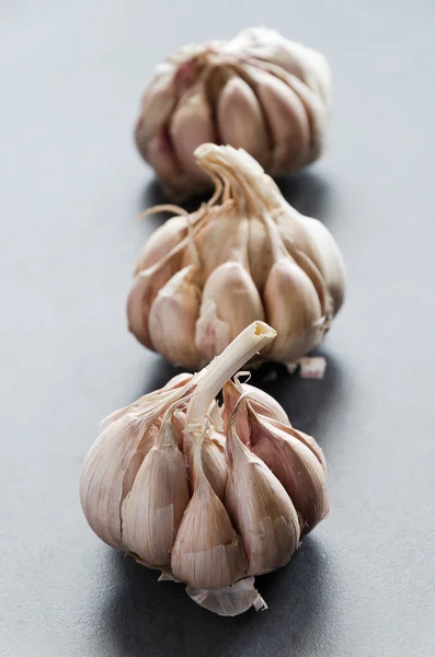 Cloves of garlic in a row — Stock Photo, Image