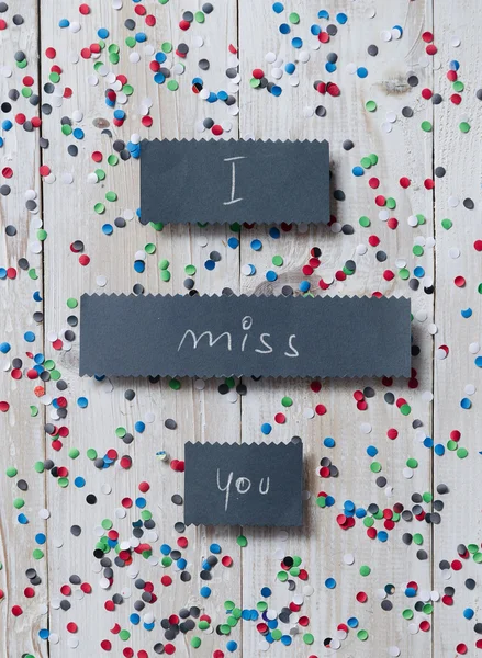 "I miss you" handwritten card — Stock Photo, Image