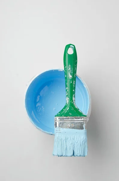 Paintbrush with blue paint — Stock Photo, Image