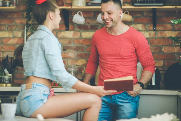 Beziehung Schönes Paar Hause — Stockfoto