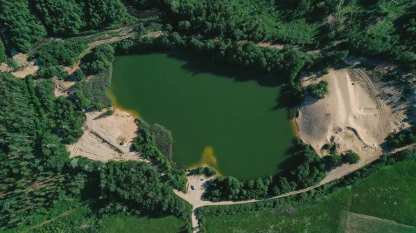 Pohled Ptačího Pohledu Letecký Pohled Jezero — Stock fotografie